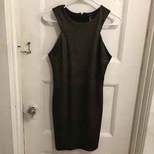 Olive Shimmer Mini Dress - Size Medium